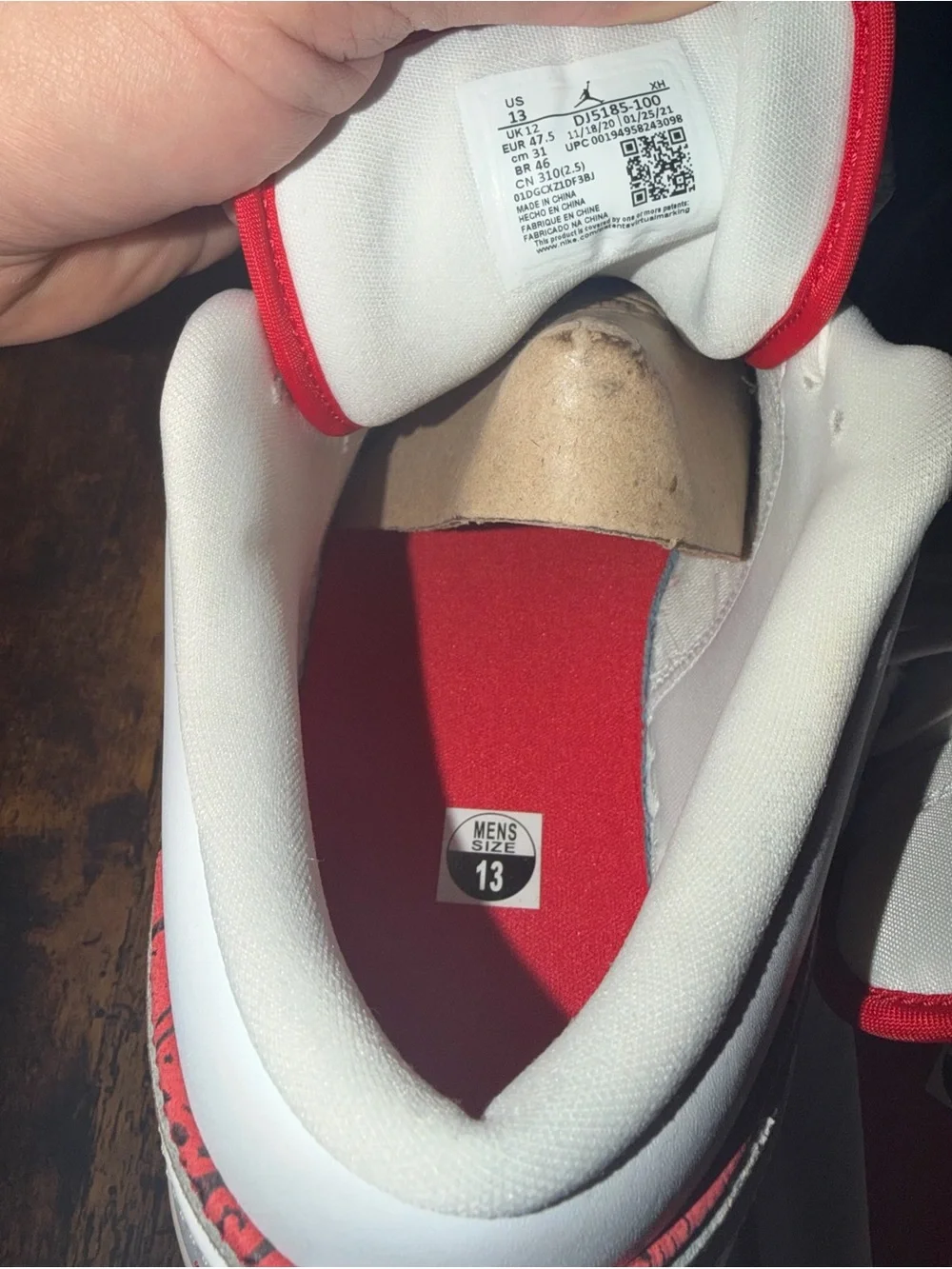 Jordan Low-Top Sneakers in White, Red, and Gold
